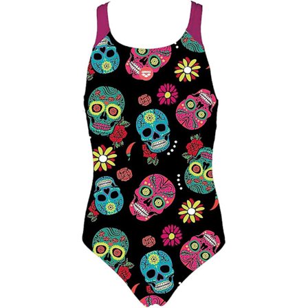 Jentes G Crazy Skulls Carnival Jr Swim Pro Back One Piece On