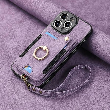 Plånbok Rfid Kreditkortshållare Ring Stativ Phone case För Iphone 15 Pro/15 Pro Max 15 Ultra Med handledsrem