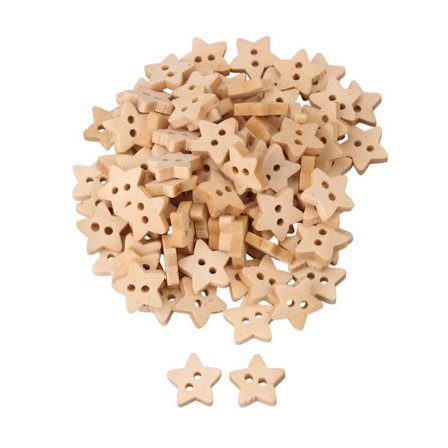 200 stk. Træ stjerneknapper Træknapper Stjerneknapper
