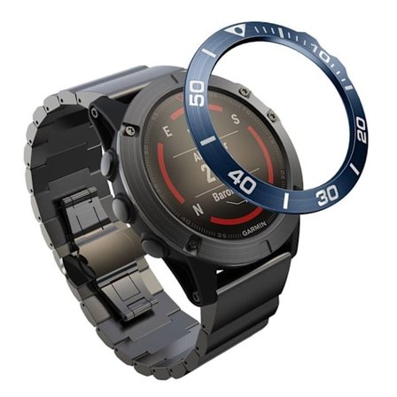Garmin Fenix 5X / 5X Plus med cool ram i rostfritt stål - Blå / Vit