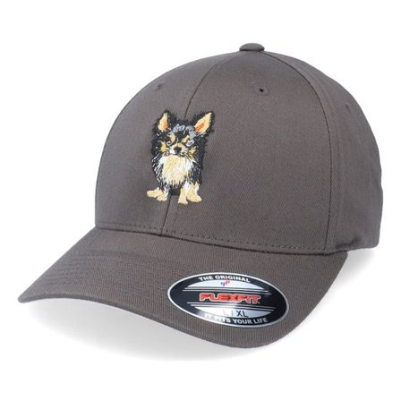 Iconic - Grå flexfit Keps - Chihuahua Dog Dark Grey Flexfit @ Hatstore