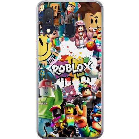 Kompatibelt Mobilskal till Samsung Samsung Galaxy A40 Roblox graffiti-kollage med färgglada karaktärer, livliga mönster och energiska element i en