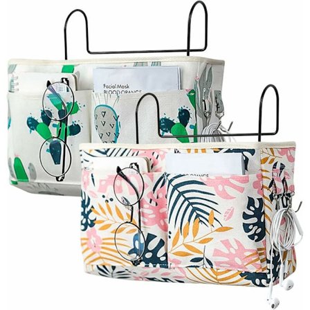 Loft Sängram, Set med 2 Loft Sängram med Krokar Sovsal Säng Förvaring Rack Caddy Skrivbord Förvaring Rack för Sovsal Våningssäng Huvudgavel