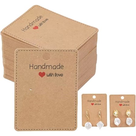 100 stykker, fremstillet af kraftpapir, velegnet til DIY-øreringe, øreringe, 6,5 x 5