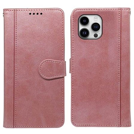 SKALO iPhone 16 Pro Max Flip Cover m. pung i PU-læder - Rosa guld