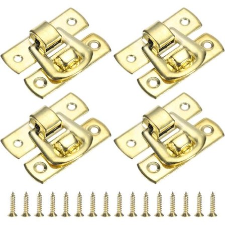 Stk. Haspelås, 30 x 18 mm Retro Dekorativ Metal Haspelspænde Lås med Skruer til Smykkeskrin Kuffert Værktøjskasse Trækasse, Guld