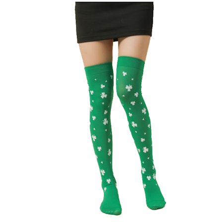 St. Patrick's Day Gröna Shamrock-randiga knästrumpor