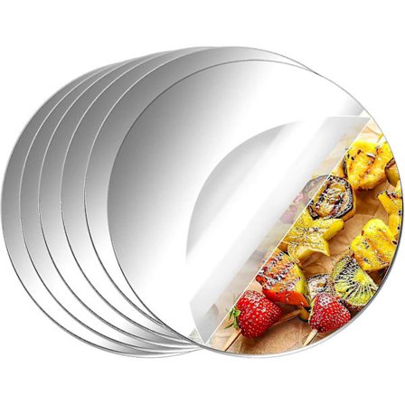 6-pak runde akrylspejle uden glas runde spejlplade selvklæbende runde spejl, 6 tommer