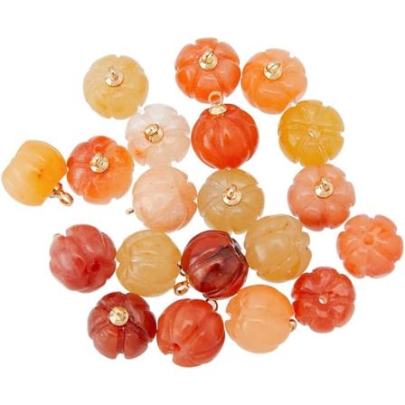 Naturliga Jade Stone Charms (20 st) - Pumpa Design Dingle Berlocker för smyckestillverkning