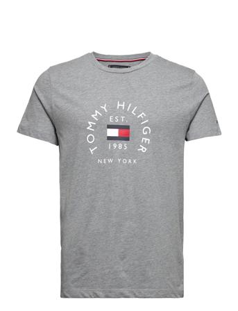 Hilfiger Flag Arch Tee T-shirts Short-sleeved Grå Tommy Hilfiger