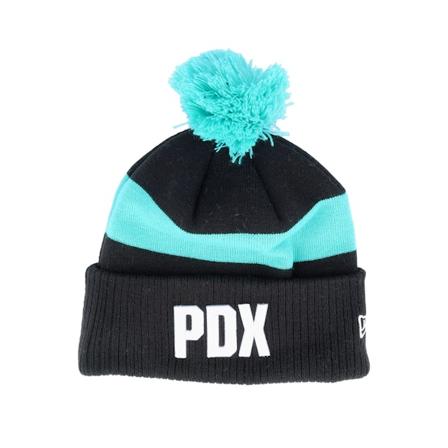 New Era - NBA Musta pom Beanie - Portland Trail Blazers Knit NBA City Edition 22 Black Pom @ Hatstore