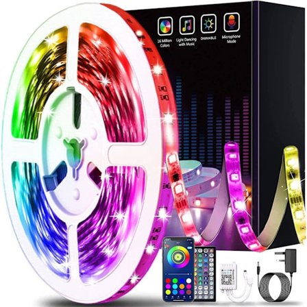 15M LED-lysstrimler Bluetooth Smart App-styring Musiksynkronisering Farveskiftende RGB LED-lysstrimler med fjernbetjening