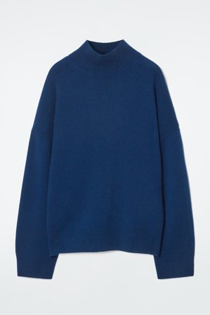 COS Women's Pure Cashmere Turtleneck Jumper in Blue