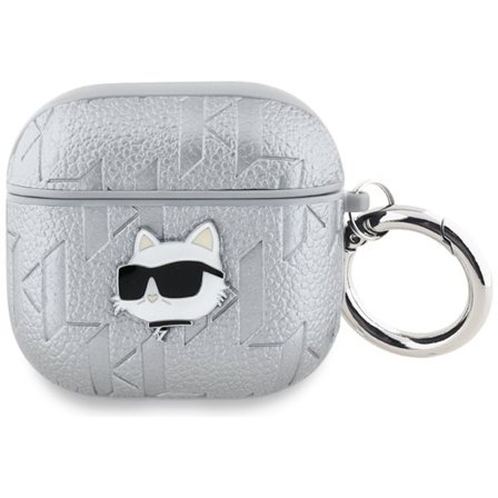 Karl Lagerfeld Monogram Choupette Head-etui til AirPods 4 - sølv