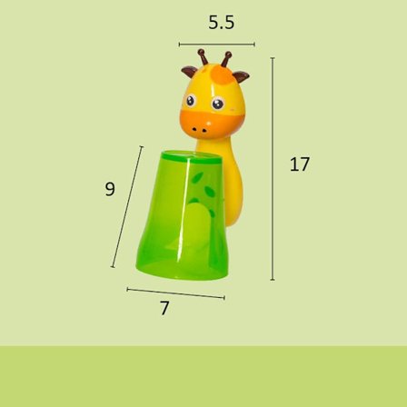 (Sjiraff) Tannbeger med tannbørsteholder for barn, Tegneserie A