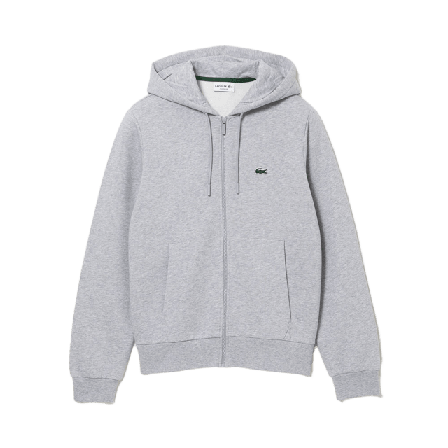 Lacoste Hooded Cotton Fleece Zip Sweat Sweatshirt Tröjor Herr Silver 6