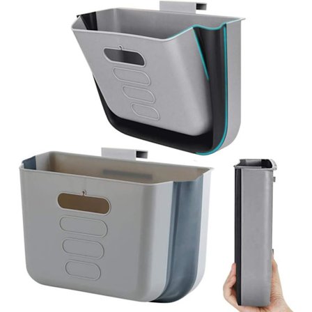 Hængende køkken lille skraldespand sammenklappelig plastik bærbar monteret skraldespand køkkenskab dør badeværelse soveværelse kontor bil sovesal (