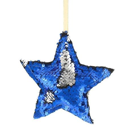 Julbutik 16,5 cm vändbar julstjärna i paljetter, One Size, blå Blue/Silver One Size