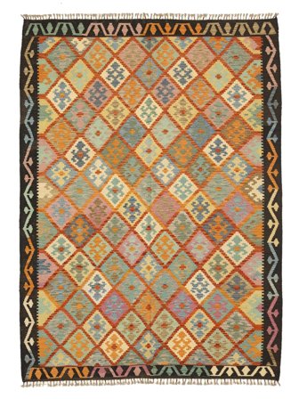 Tessuto A Mano Kilim Afghan Old Style Tappeto 215X293 Di Lana