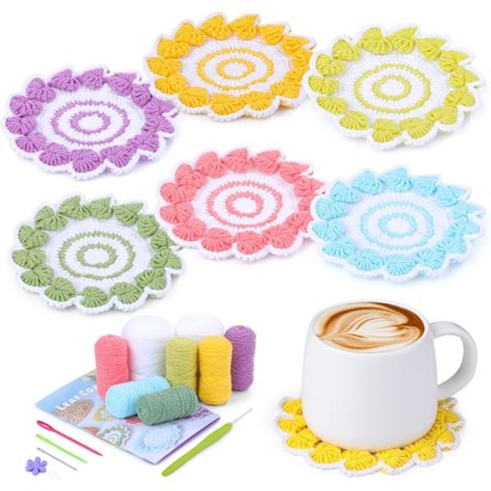 Hæklesæt til begyndere voksne, 6 stk. Brik Hæklesæt til begyndere, Hæklestartsæt med video-tutorials