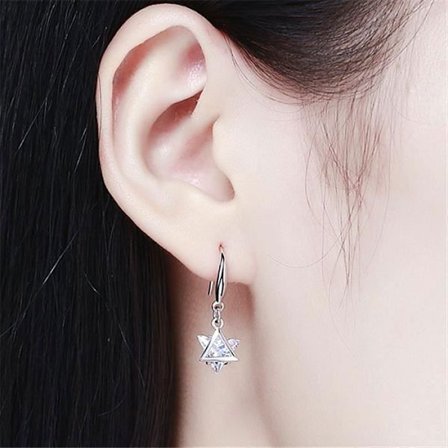 Øreringe - Trekant - Zirconiumoxid - Sølvbelagt - Dame
