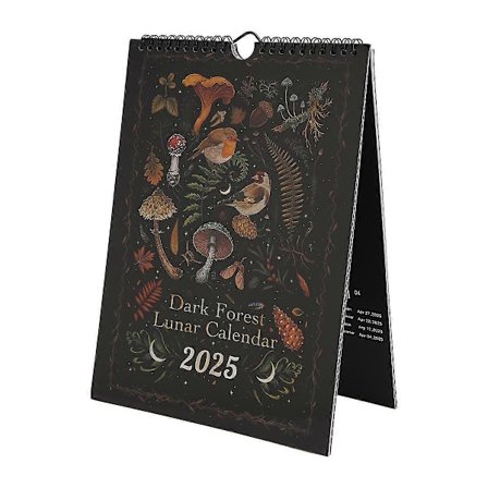 Mørk Skog Månekalender 2025 Illustrert Veggpynt for Kontor Hjem Kunst Månekalender Gavedekor