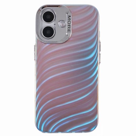 Til iPhone 16 Plus Cover Silikone+PC IMD Laser Tekstur Mat Telefon Cover-