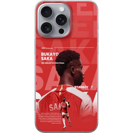 Kompatibelt Mobilskal till Apple Apple iPhone 16 Pro Max Bukayo Saka Arsenal England 16 assist stolt skada fotboll ytter snabb teknik viktig offensiv