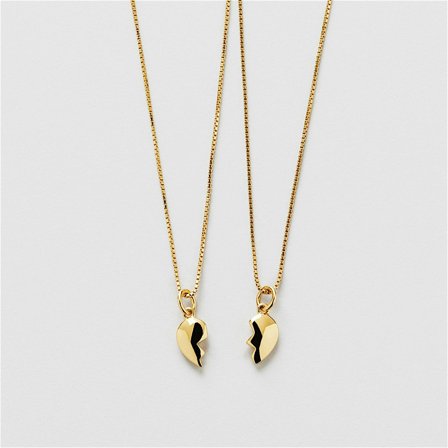 Solid Puffy Shared Heart Necklaces