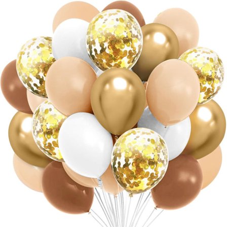 60 balloner, brun, beige, guld metallic konfettiballoner, abrikosfarvede, hvide, matte latexballoner, til fødselsdag, bryllup, årsdag