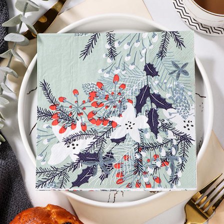 10-pack (20 ark/pack) Jultryckta servetter i papper