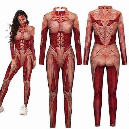 Shingeki no Kyojin Attack On Titan Colossal Titan Dame Catsuit Halloween Cosplay Jumpsuit Jenter Horror Zentai Party Bodysuit