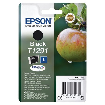 EPSON Bläckpatron T1291, C13T12914012, Apple, DURABrite Ultra-bläck, svart, singelförpackning - Lyreco - Toner och bläck - Bläckpatroner - 