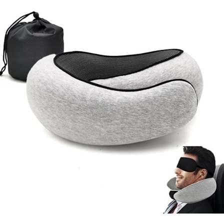 Rejse Nakkepude, Memory Foam Rejse Nakkepude, 360 Graders Komfort og Åndbarhed, Flyrejse Nakkepude, Sammenklappelig U-formet Pude