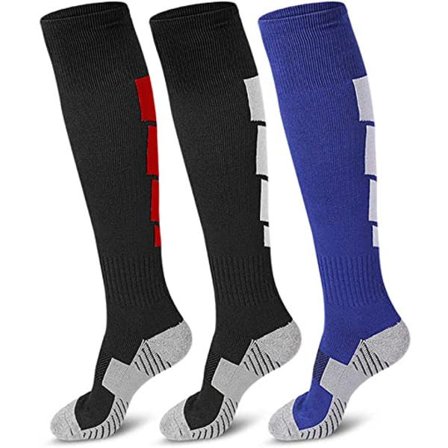 3 par fodboldstrømper, sport knæhøje strømper læg kompression ath