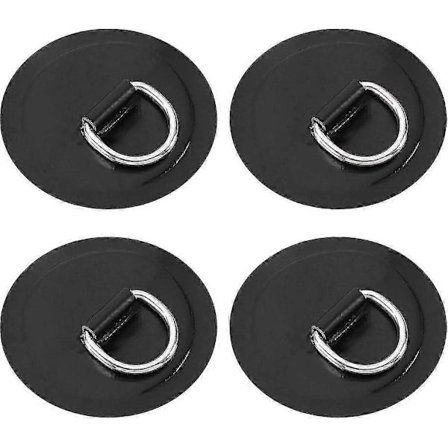 Pakke med D-ring lapper for oppblåsbar kajakk, PVC for båt, kano, flåte, kano, kajakk, surfebrett, lim ikke inkludert, 4" svart