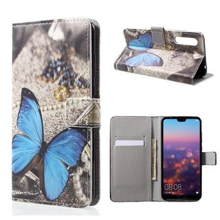 Butterfly läder Huawei P20 fodral - Flerfärgad