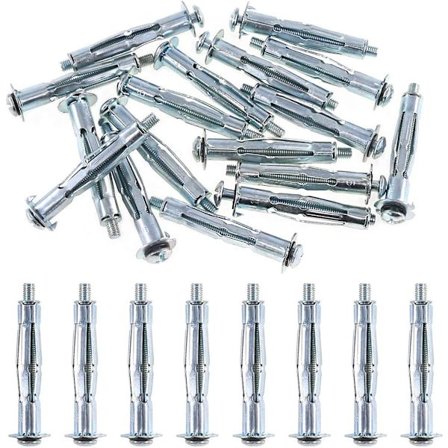 M4 x 38 Molly Anker Klemme, Metallisk (Pakke med 25), Ekspansion - Zinkpassiveret for Korrosionsbestandighed (38mm Lang) M4x38