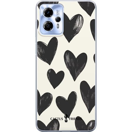 Kompatibel Mobilcover til Motorola Motorola Moto G13 Cactus and Friends - Bold Black Love Pattern