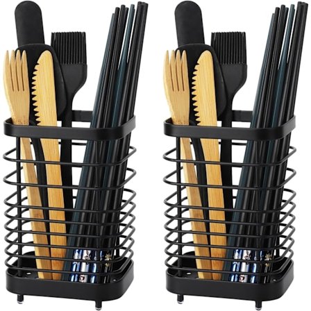 2-delat köksredskapsställ, diskställ för bestick i rostfritt stål