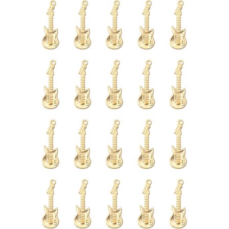 30 stycken Gitarrberlocker Pärlor Metall Söta Mini Vintage Musikelement Instrument Hängen för Smyckestillverkning Fyndsatser DIY Handgjorda Halsband