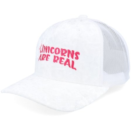 Unicorns - Blanc trucker Casquette - Unicorns Are Real Velvet White/White A-frame Trucker @ Hatstore