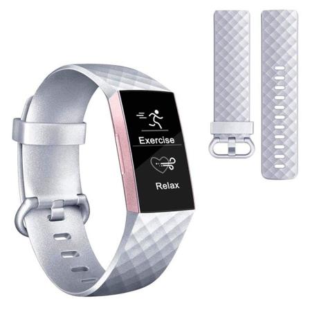 Fitbit Charge 3 skinnende silikone-urrem - Sølv Størrelse: S Silver grey