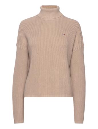 Co Cardigan Stitch Funnel-Nk Swt Høyhalset Pologenser Beige Tommy Hilfiger*Betinget Tilbud