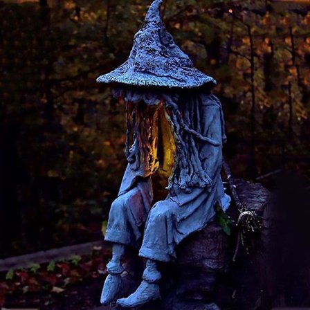 Heksehage-lampe, Halloween-dekorasjoner, heksespøkelsesstatue, sol