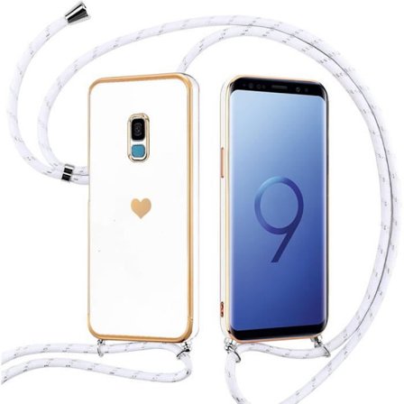 Skyddande skal - BOOLING - Samsung Galaxy S9 - Stötsäker - Hjärtmönster - Axelrem