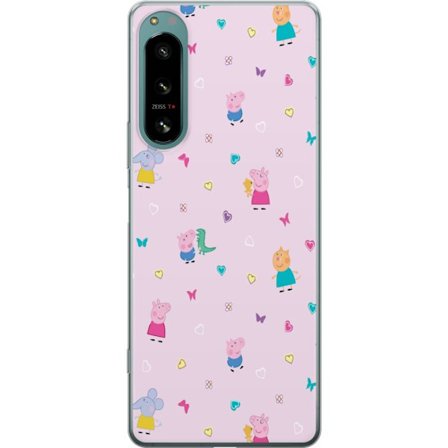 Kompatibel Mobilcover til Sony Xperia 5 IV Mor Gris med baby elskende Peppa Pig illustration i bløde farver til børnemotiver