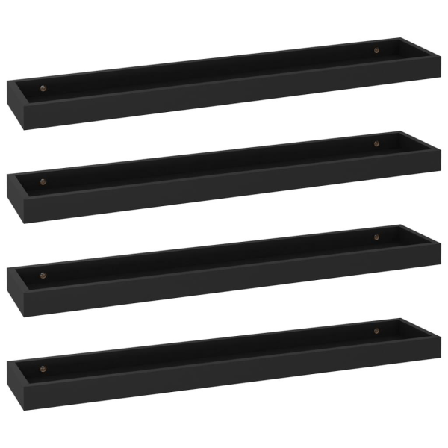 Vidaxl Vägghyllor Med Kant 4 St Svart 80x15x4 Cm Mdf Svart