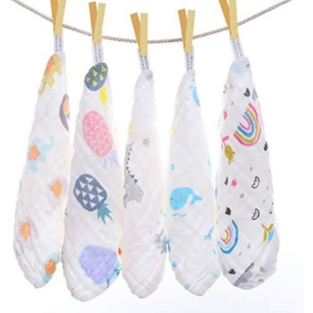 Baby Handduk, Muslin Baby Washcloth, Naturlig Näsduk Återanvändbara Servetter, Washcloths Organiska Ansiktshanddukar för Nyfödd Baby Känslig Hud Pack 