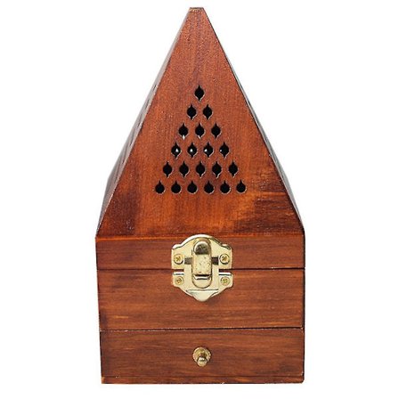 Puinen Agarwood-Sandalwood-laatikko Poltin Poltin Antiikki Aromaterapiapoltin Pyramidi Ontto Laatikko